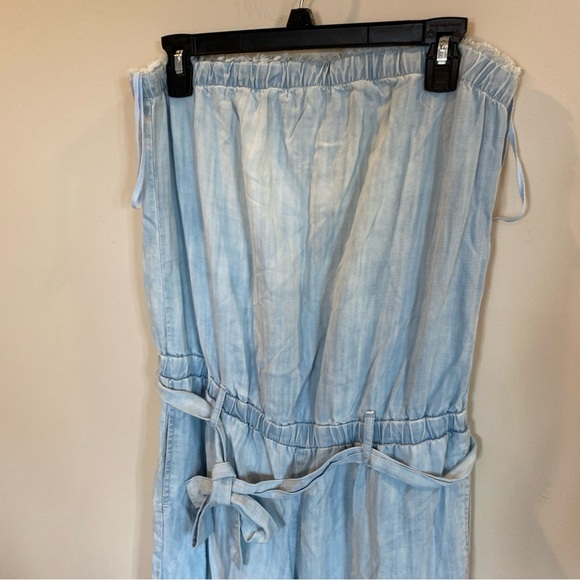 Anthropologie Cloth & Stone Fringe Hem Strapless Wide Leg Jumpsuit medium - Picture 2 of 7